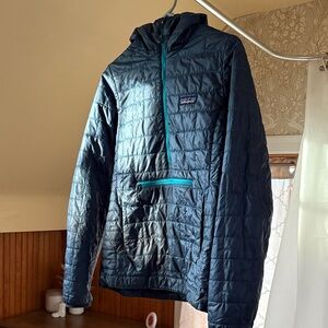 Patagonia Teal Quilted Hooded Jacket